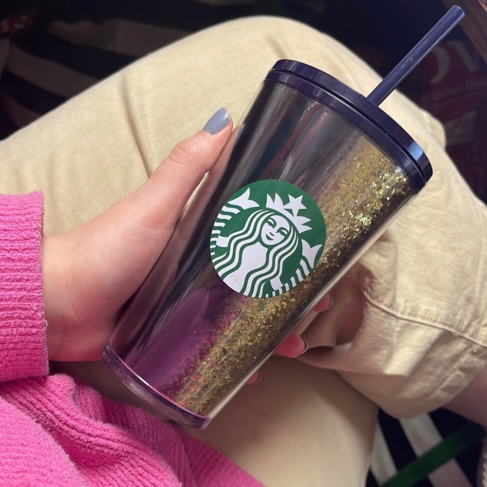 Starbucks 16 OZ Black/Gold Tumbler RARE
